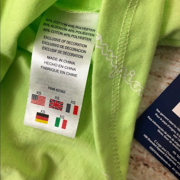 Girls XS 5/6 Champion All Over Script Print T Shirt Chilled Mint Green C7458R - Picture 5 of 6